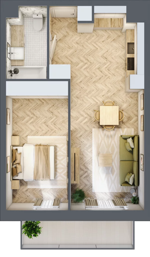 2 pokoje, mieszkanie 47,63 m², piętro 1, oferta nr M.39, Royal Garden Wilanów, apartamenty w zabudowie wielorodzinnej, Warszawa, Wilanów, Błonia Wilanowskie, ul. Zdrowa