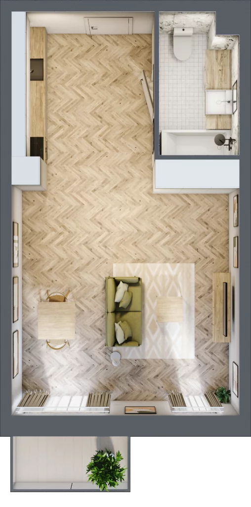 1 pokój, apartament 40,48 m², piętro 1, oferta nr M.42, Royal Garden Wilanów, apartamenty w zabudowie wielorodzinnej, Warszawa, Wilanów, Błonia Wilanowskie, ul. Zdrowa