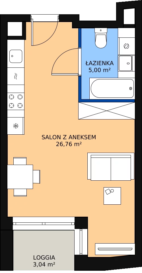 Zalety mieszkania 31.76 m², M.44