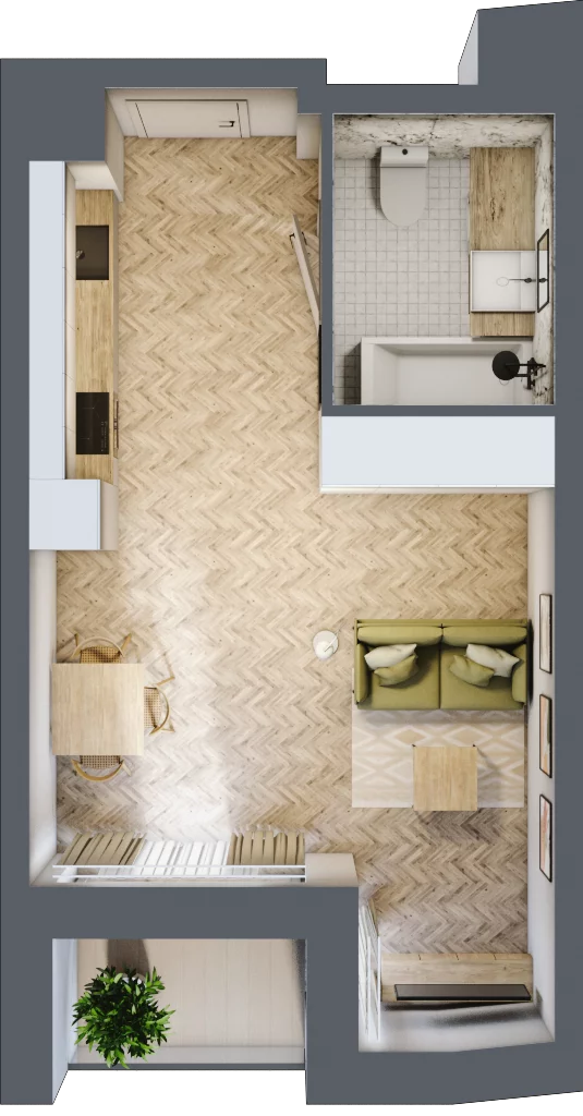 1 pokój, apartament 31,76 m², piętro 1, oferta nr M.44, Royal Garden Wilanów, apartamenty w zabudowie wielorodzinnej, Warszawa, Wilanów, Błonia Wilanowskie, ul. Zdrowa