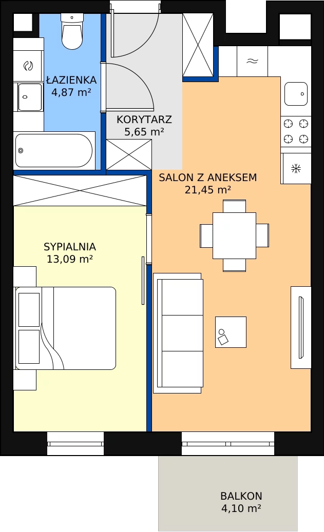 Zalety mieszkania 45.06 m², M.45