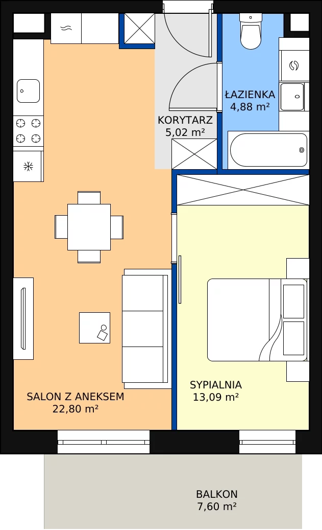 Zalety mieszkania 45.79 m², M.46