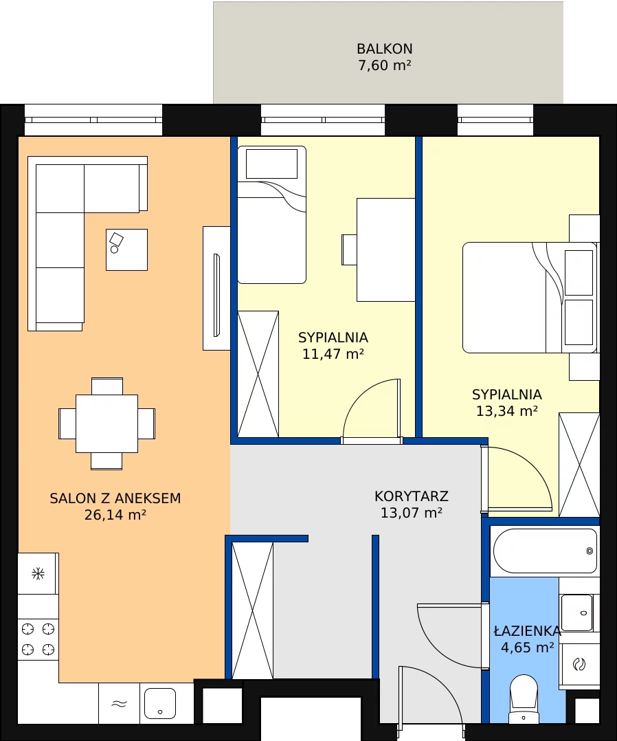 Zalety apartamentu 68.67 m², M.49