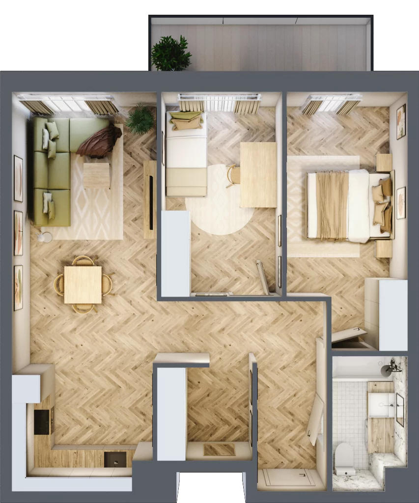 3 pokoje, apartament 68,67 m², piętro 2, oferta nr M.49, Royal Garden Wilanów, apartamenty w zabudowie wielorodzinnej, Warszawa, Wilanów, Błonia Wilanowskie, ul. Zdrowa