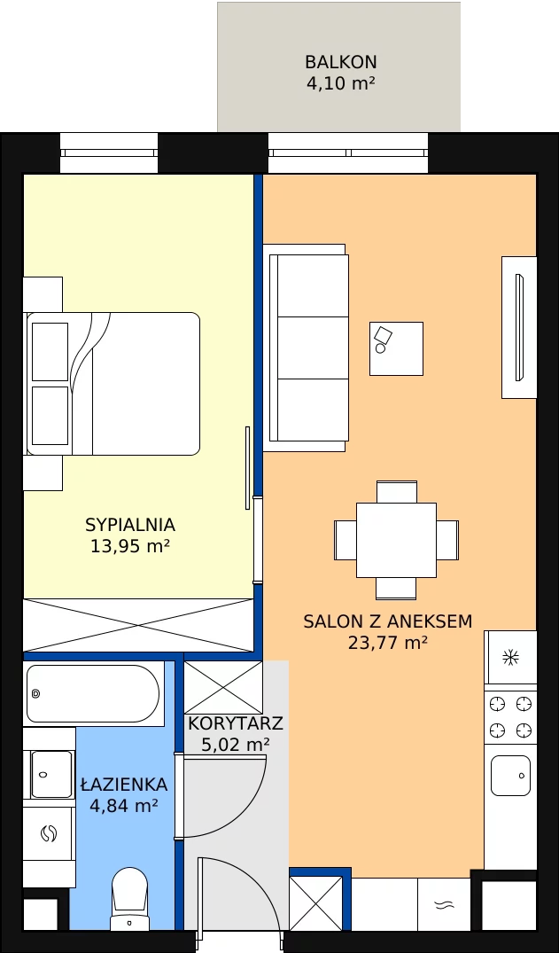 Zalety mieszkania 47.58 m², M.50