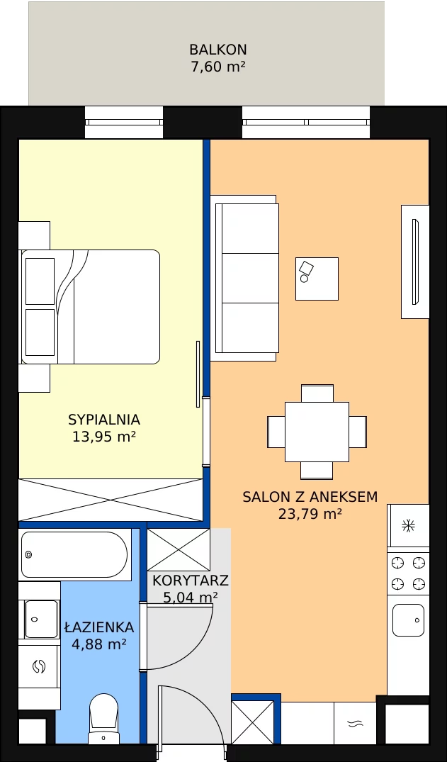 Zalety mieszkania 47.66 m², M.53