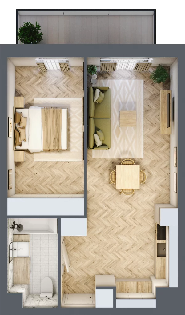 2 pokoje, mieszkanie 47,66 m², piętro 2, oferta nr M.53, Royal Garden Wilanów, apartamenty w zabudowie wielorodzinnej, Warszawa, Wilanów, Błonia Wilanowskie, ul. Zdrowa