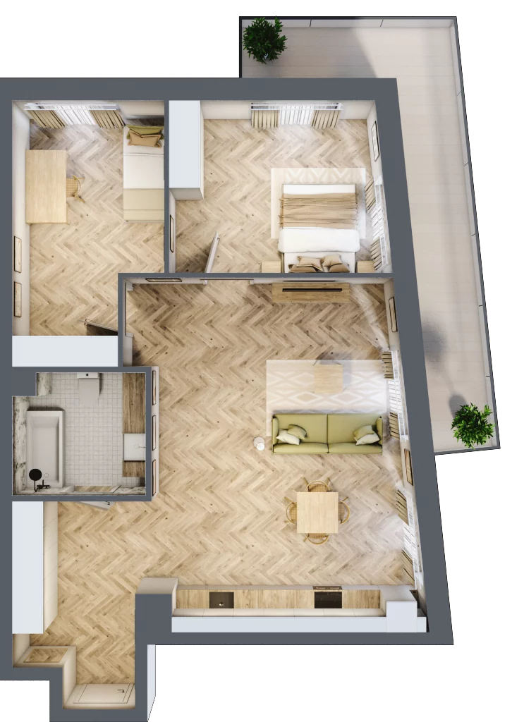 3 pokoje, apartament 79,37 m², piętro 2, oferta nr M.55, Royal Garden Wilanów, apartamenty w zabudowie wielorodzinnej, Warszawa, Wilanów, Błonia Wilanowskie, ul. Zdrowa
