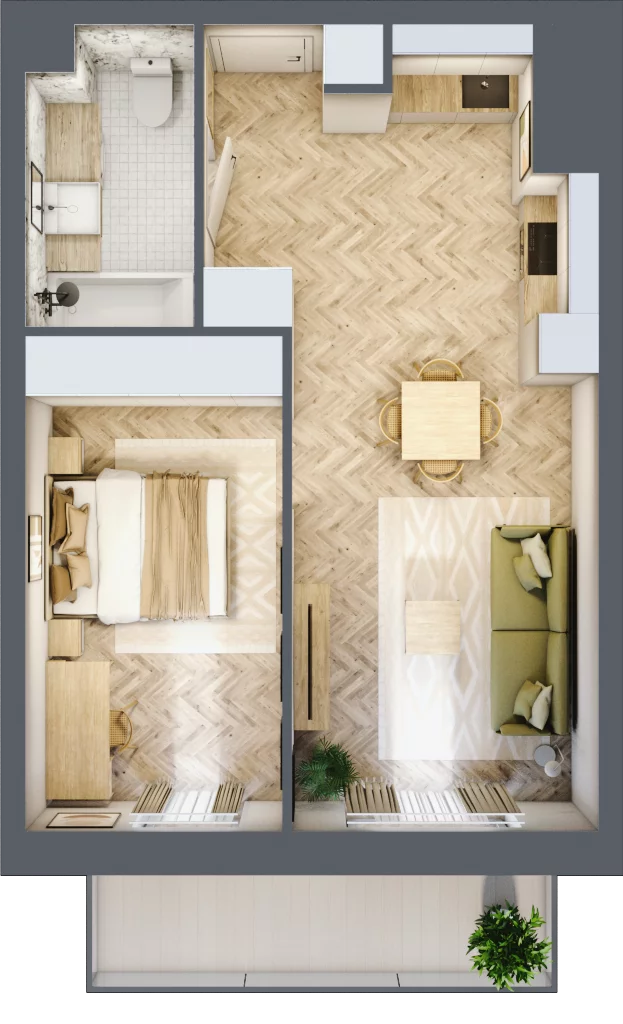 2 pokoje, mieszkanie 45,04 m², piętro 2, oferta nr M.58, Royal Garden Wilanów, apartamenty w zabudowie wielorodzinnej, Warszawa, Wilanów, Błonia Wilanowskie, ul. Zdrowa