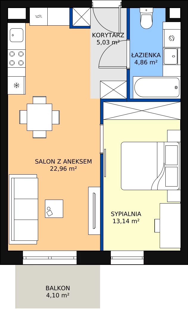 Zalety mieszkania 45.99 m², M.59