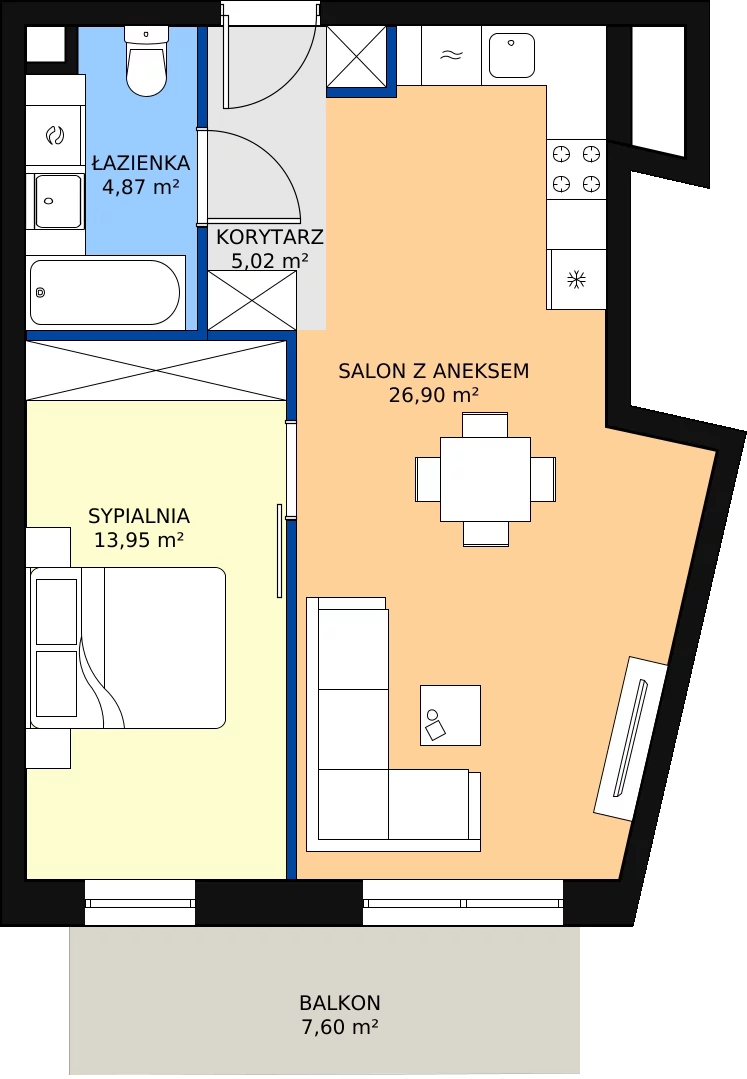 Zalety mieszkania 50.74 m², M.61