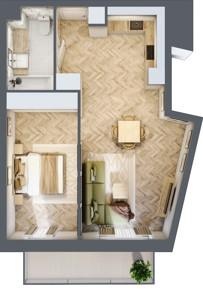 2 pokoje, mieszkanie 50,74 m², piętro 2, oferta nr M.61, Royal Garden Wilanów, apartamenty w zabudowie wielorodzinnej, Warszawa, Wilanów, Błonia Wilanowskie, ul. Zdrowa
