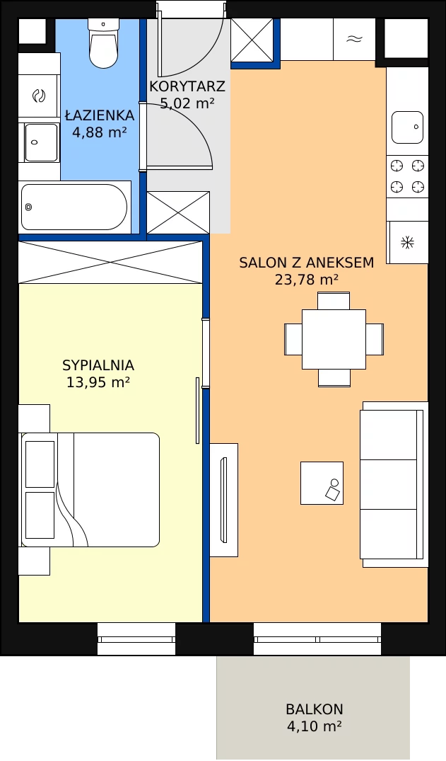 Zalety mieszkania 47.63 m², M.63