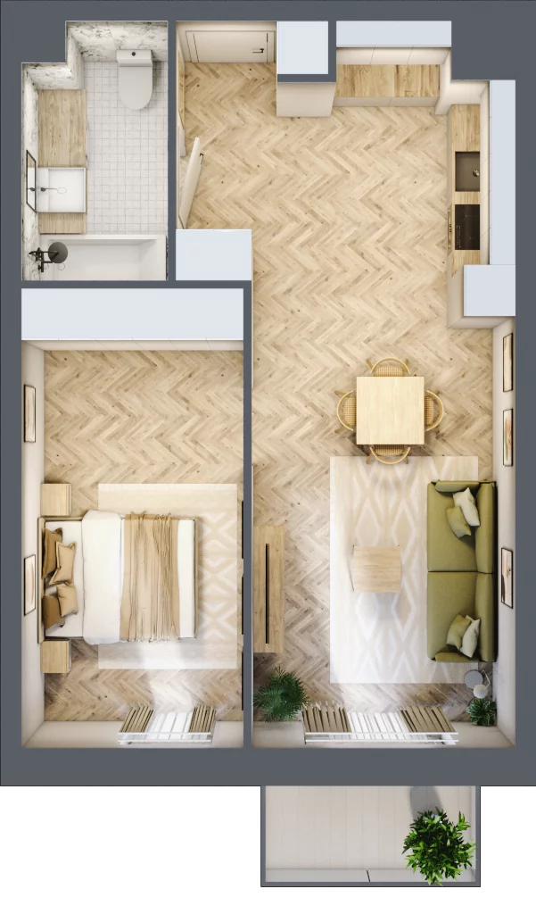 2 pokoje, mieszkanie 47,63 m², piętro 2, oferta nr M.63, Royal Garden Wilanów, apartamenty w zabudowie wielorodzinnej, Warszawa, Wilanów, Błonia Wilanowskie, ul. Zdrowa