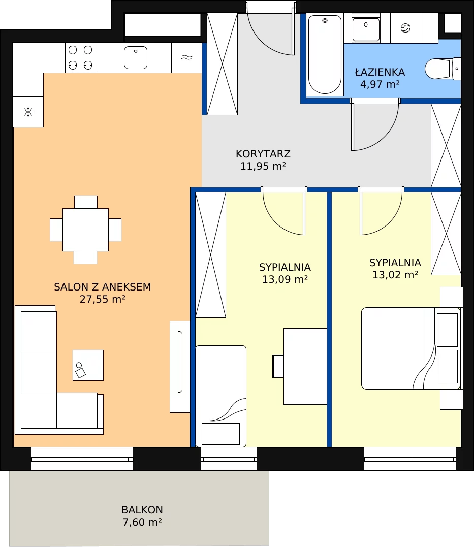 Zalety mieszkania 70.58 m², M.64