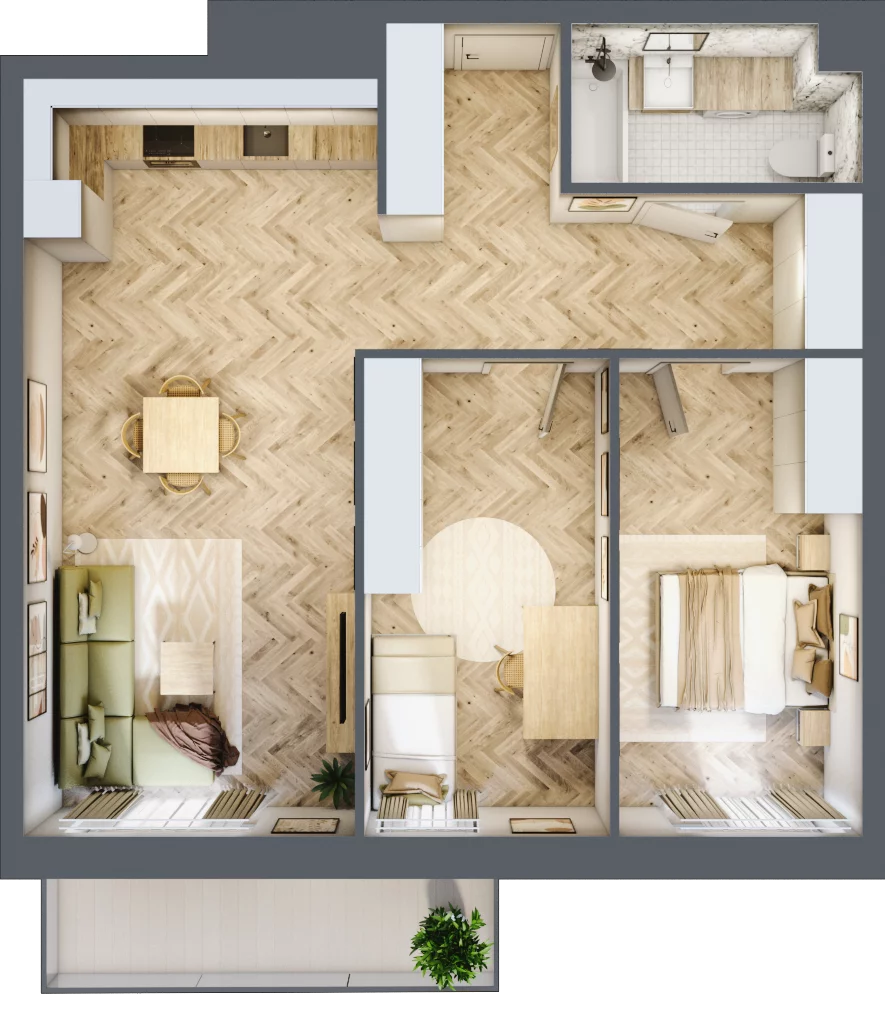 3 pokoje, apartament 70,58 m², piętro 2, oferta nr M.64, Royal Garden Wilanów, apartamenty w zabudowie wielorodzinnej, Warszawa, Wilanów, Błonia Wilanowskie, ul. Zdrowa