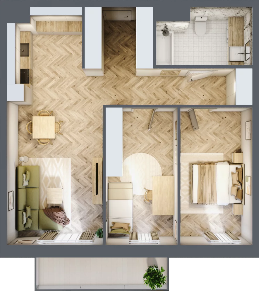 3 pokoje, mieszkanie 71,77 m², piętro 2, oferta nr M.65, Royal Garden Wilanów, apartamenty w zabudowie wielorodzinnej, Warszawa, Wilanów, Błonia Wilanowskie, ul. Zdrowa