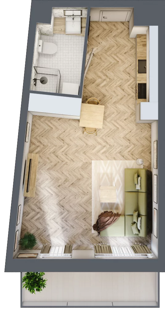 1 pokój, apartament 37,26 m², piętro 2, oferta nr M.66, Royal Garden Wilanów, apartamenty w zabudowie wielorodzinnej, Warszawa, Wilanów, Błonia Wilanowskie, ul. Zdrowa