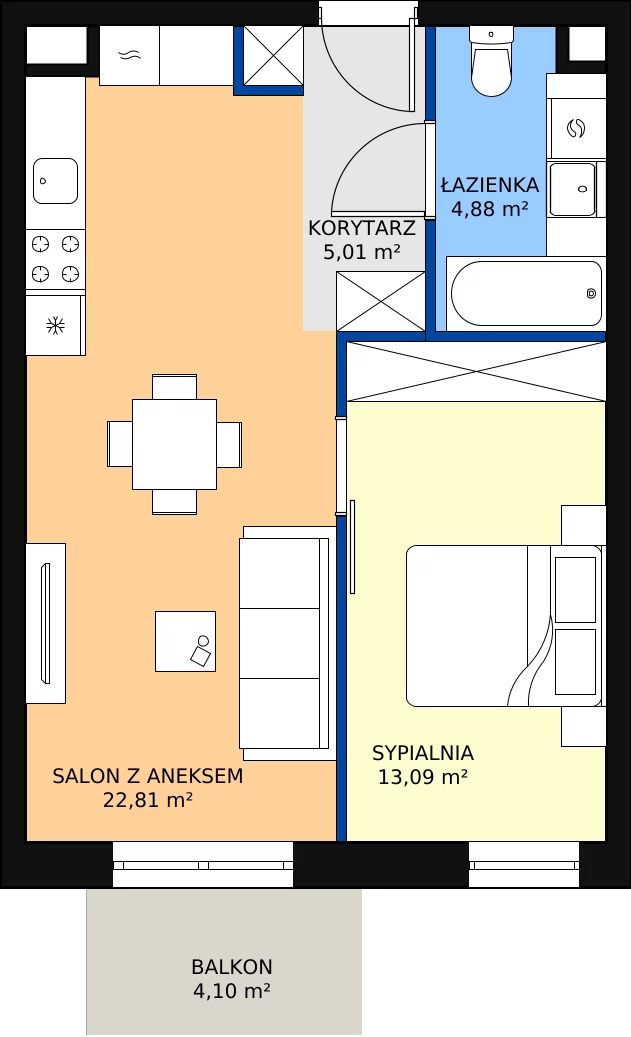 Zalety mieszkania 45.79 m², M.69