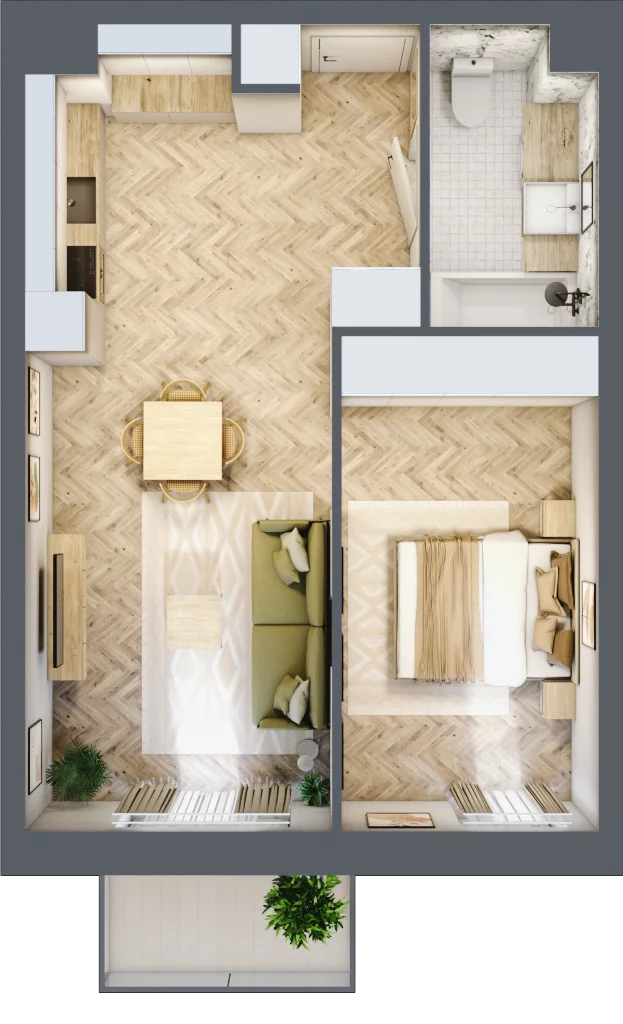 2 pokoje, mieszkanie 45,79 m², piętro 2, oferta nr M.69, Royal Garden Wilanów, apartamenty w zabudowie wielorodzinnej, Warszawa, Wilanów, Błonia Wilanowskie, ul. Zdrowa