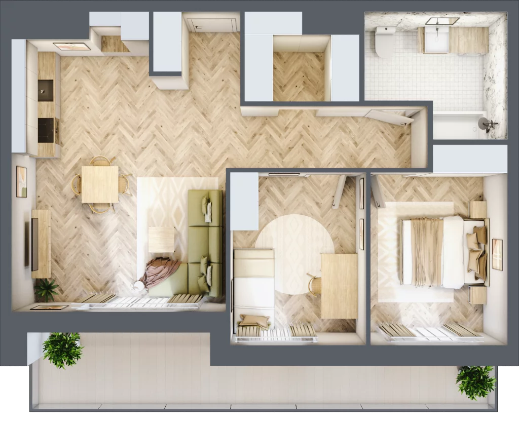 3 pokoje, apartament 68,99 m², piętro 3, oferta nr M.81, Royal Garden Wilanów, apartamenty w zabudowie wielorodzinnej, Warszawa, Wilanów, Błonia Wilanowskie, ul. Zdrowa