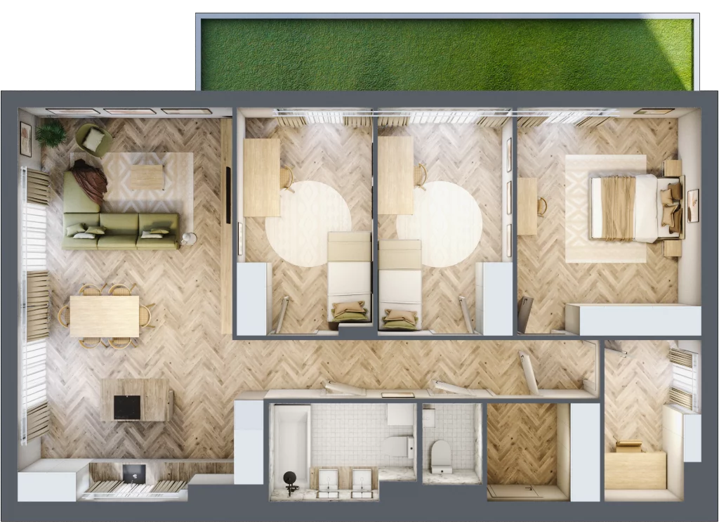 Dom 110,44 m², oferta nr A13.01, Royal Garden Wilanów, apartamenty w zabudowie jednorodzinnej, Warszawa, Wilanów, Błonia Wilanowskie, ul. Zdrowa