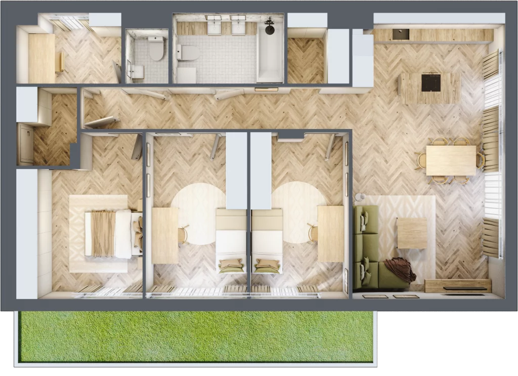 Dom 110,65 m², oferta nr A15.01, Royal Garden Wilanów, apartamenty w zabudowie jednorodzinnej, Warszawa, Wilanów, Błonia Wilanowskie, ul. Zdrowa