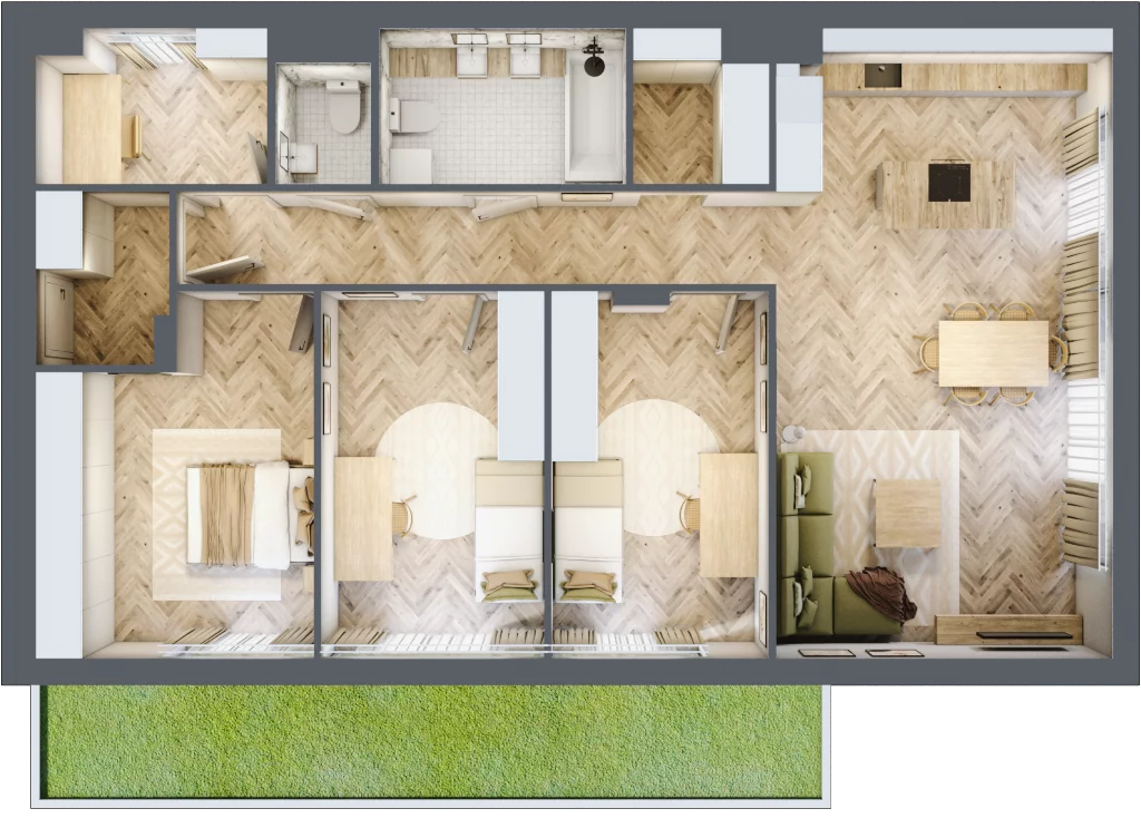 Dom 110,65 m², oferta nr A19.01, Royal Garden Wilanów, apartamenty w zabudowie jednorodzinnej, Warszawa, Wilanów, Błonia Wilanowskie, ul. Zdrowa