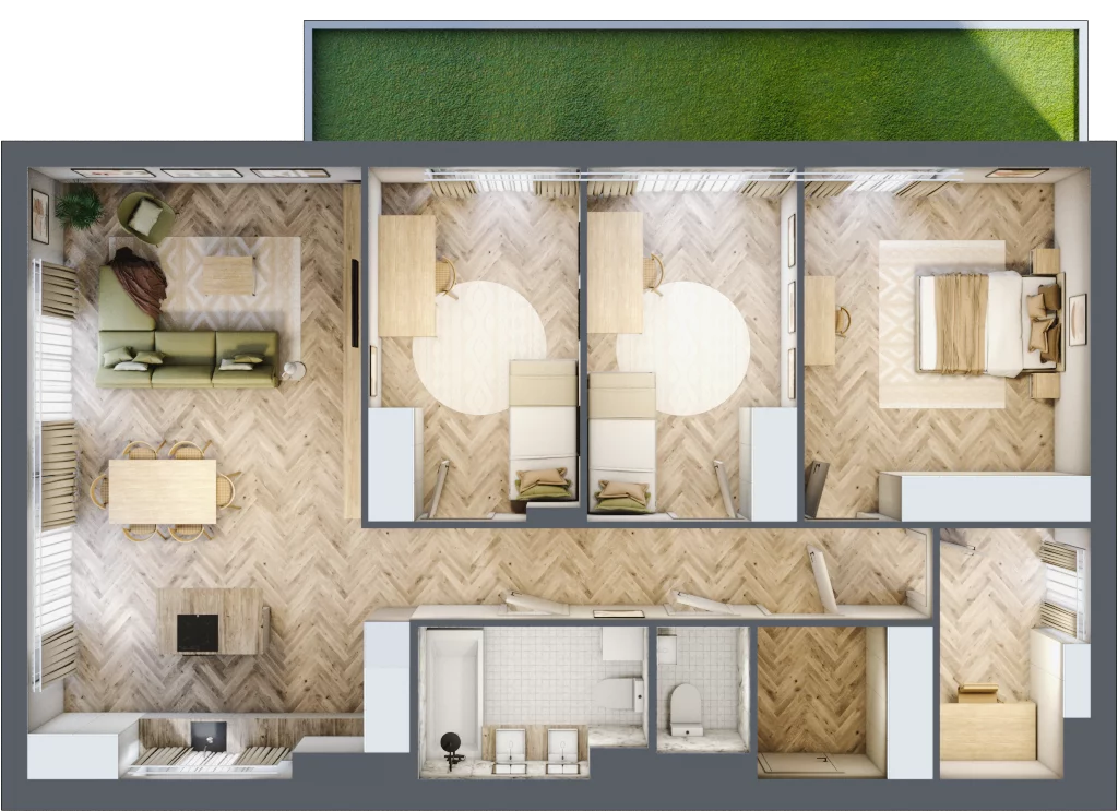 Dom 110,44 m², oferta nr A09.01, Royal Garden Wilanów, apartamenty w zabudowie jednorodzinnej, Warszawa, Wilanów, Błonia Wilanowskie, ul. Zdrowa