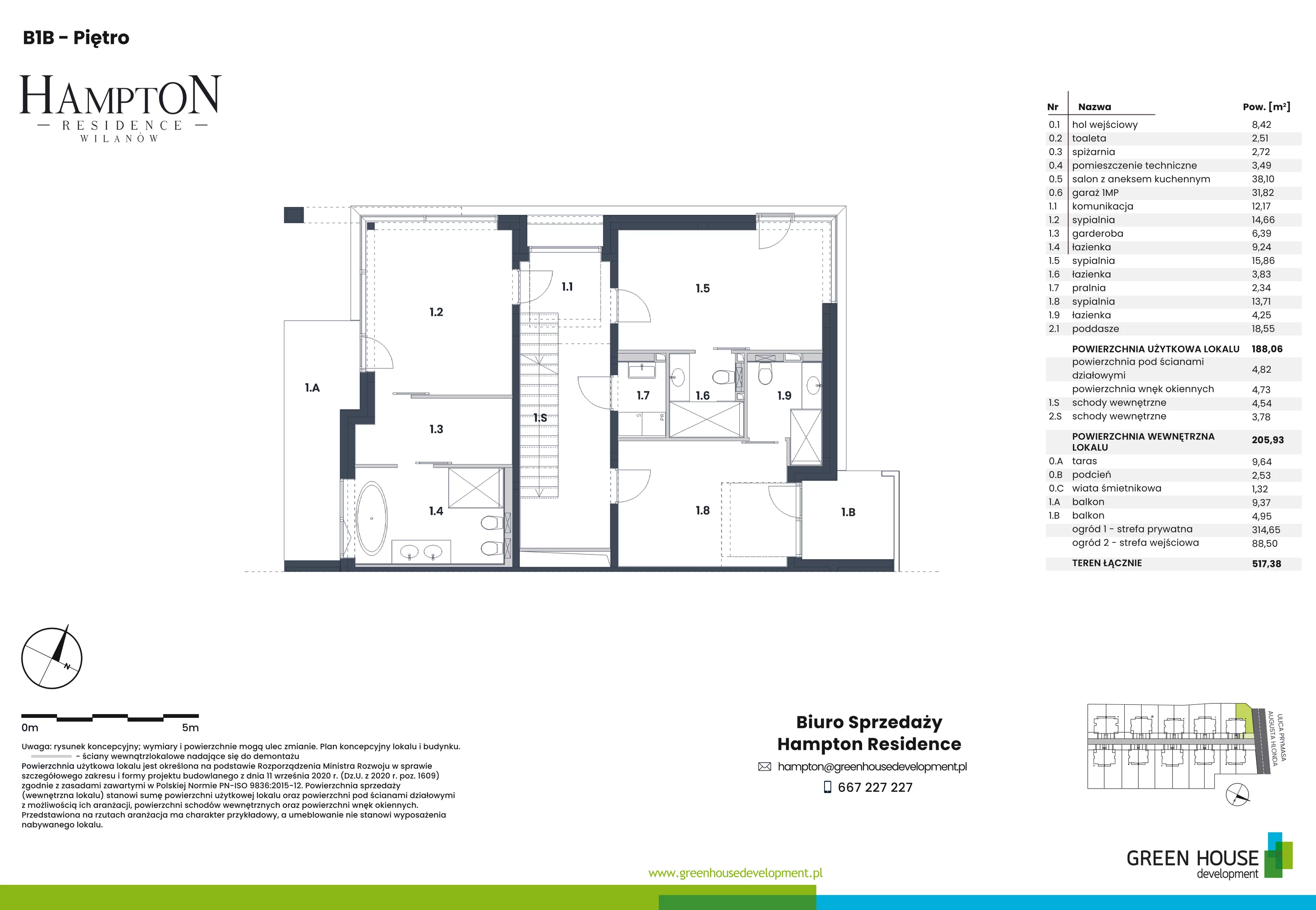 Dom i rezydencja 188,06 m², oferta nr HB1B, Hampton Residence Wilanów, Warszawa, Wilanów, Błonia Wilanowskie, ul. Hlonda