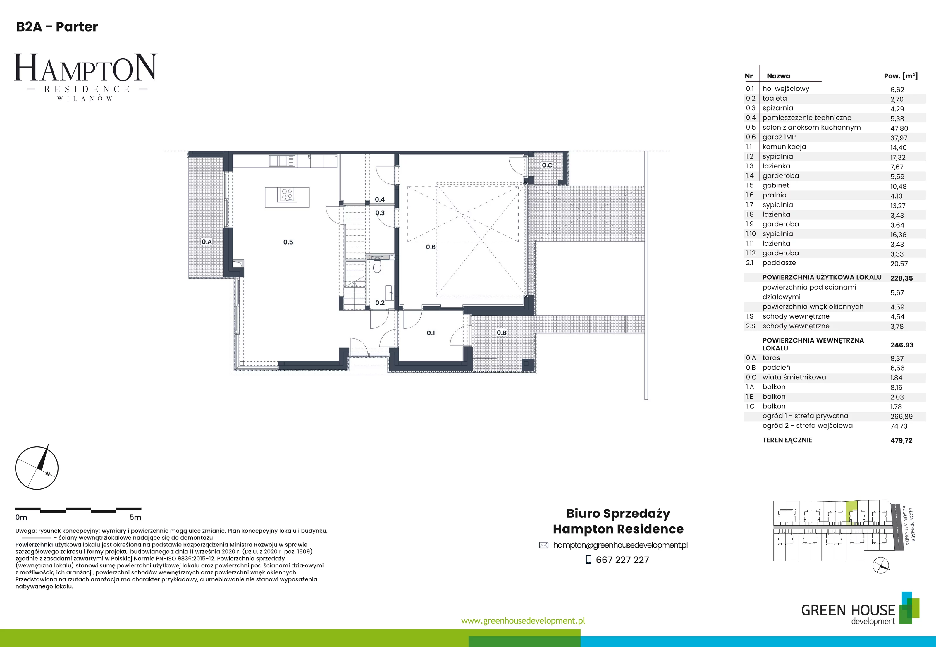 Dom i rezydencja 228,35 m², oferta nr HB2A, Hampton Residence Wilanów, Warszawa, Wilanów, Błonia Wilanowskie, ul. Hlonda