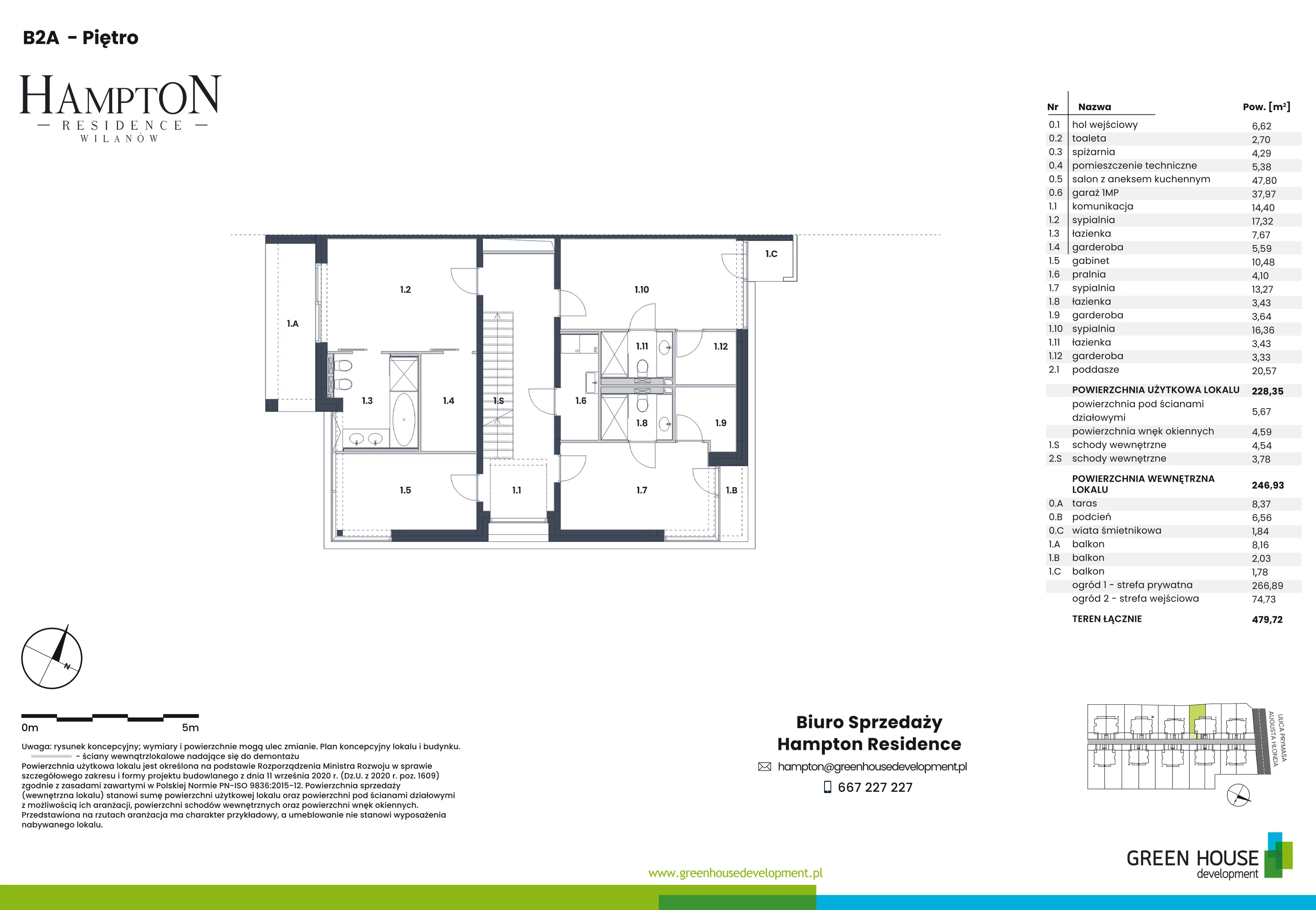 Dom i rezydencja 228,35 m², oferta nr HB2A, Hampton Residence Wilanów, Warszawa, Wilanów, Błonia Wilanowskie, ul. Hlonda