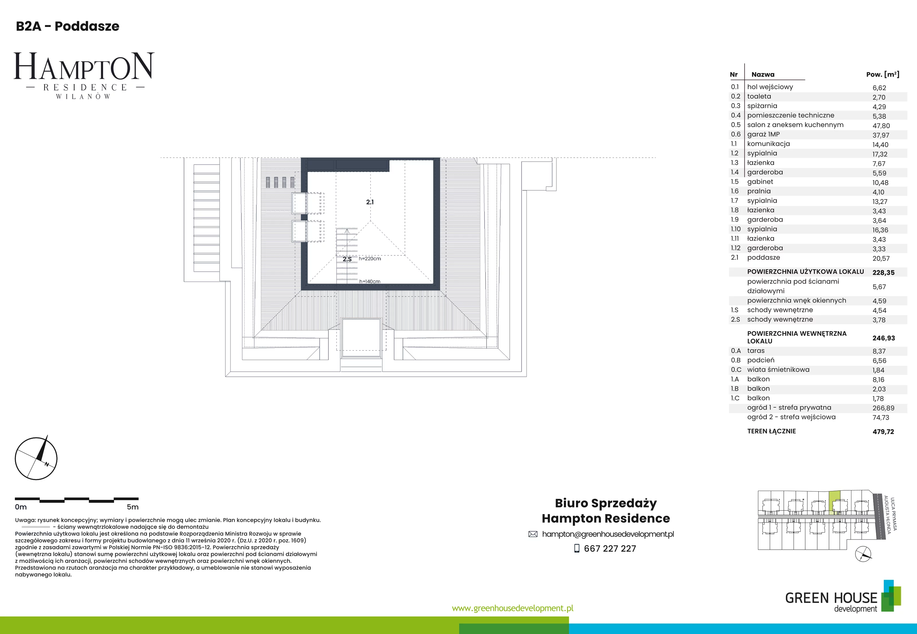 Dom i rezydencja 228,35 m², oferta nr HB2A, Hampton Residence Wilanów, Warszawa, Wilanów, Błonia Wilanowskie, ul. Hlonda