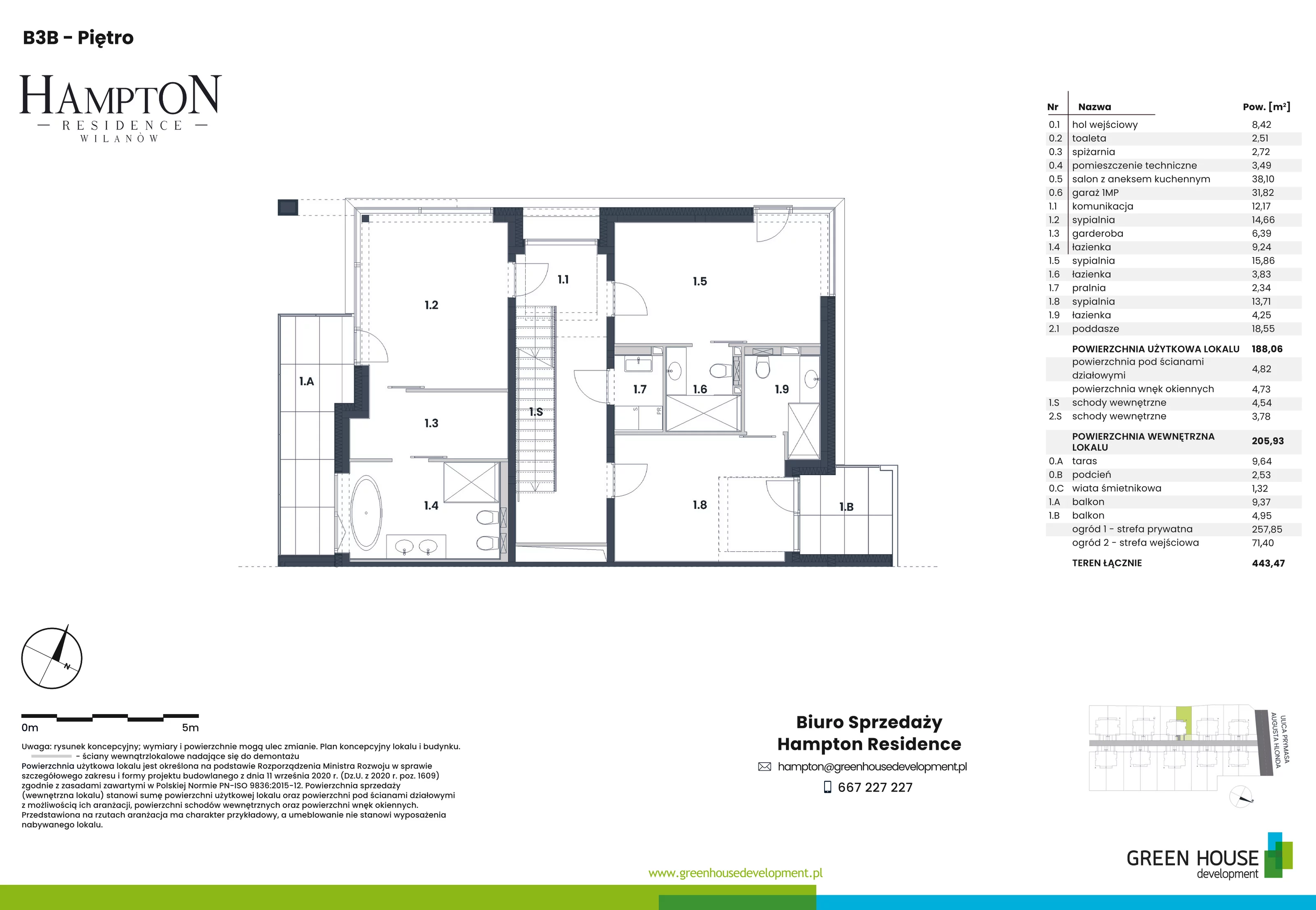 Dom i rezydencja 188,06 m², oferta nr HB3B, Hampton Residence Wilanów, Warszawa, Wilanów, Błonia Wilanowskie, ul. Hlonda