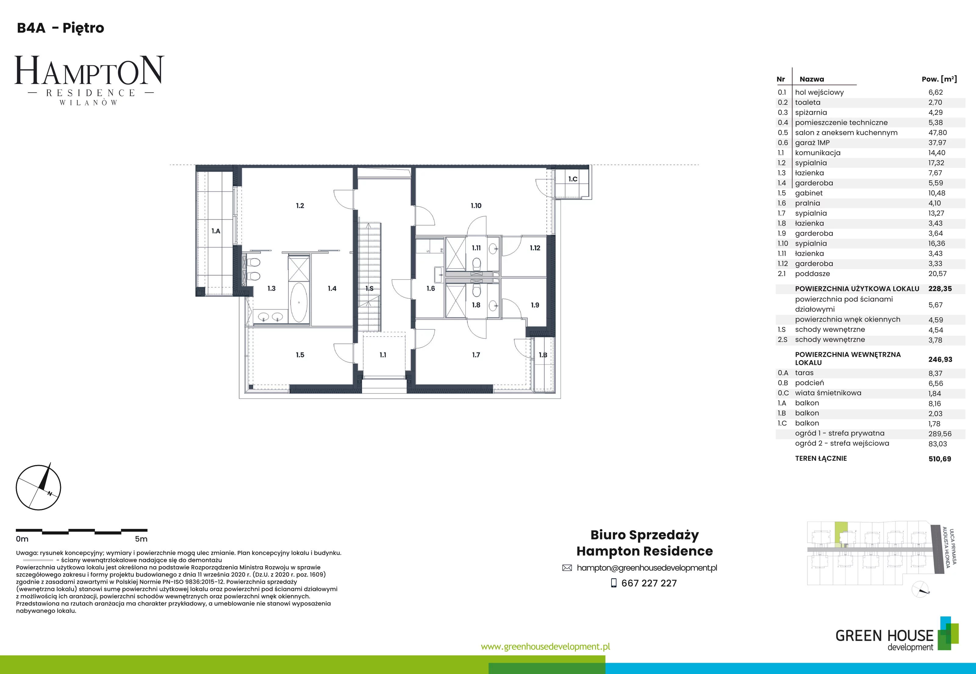 Dom i rezydencja 228,35 m², oferta nr HB4A, Hampton Residence Wilanów, Warszawa, Wilanów, Błonia Wilanowskie, ul. Hlonda