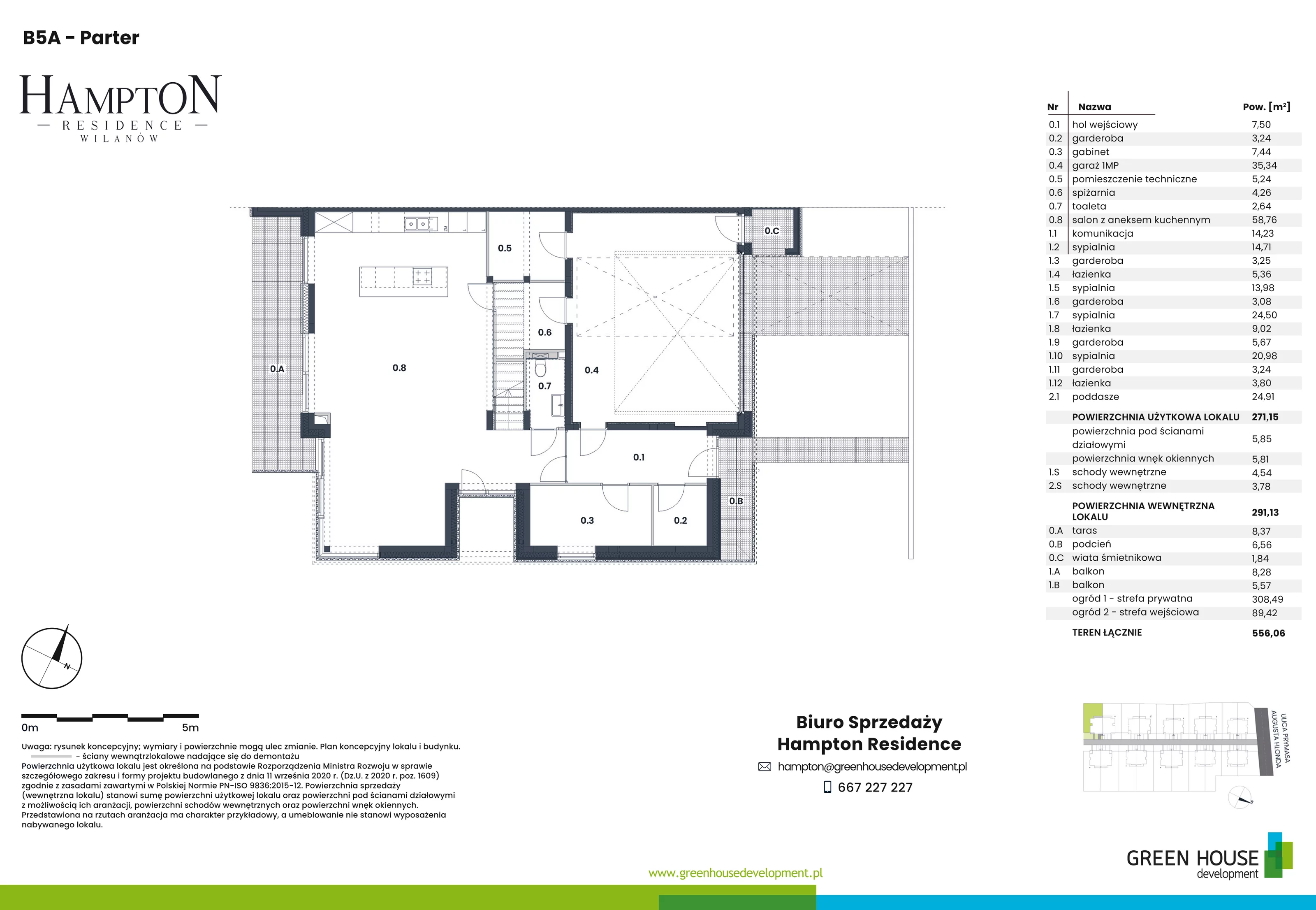 Dom i rezydencja 271,15 m², oferta nr HB5A, Hampton Residence Wilanów, Warszawa, Wilanów, Błonia Wilanowskie, ul. Hlonda