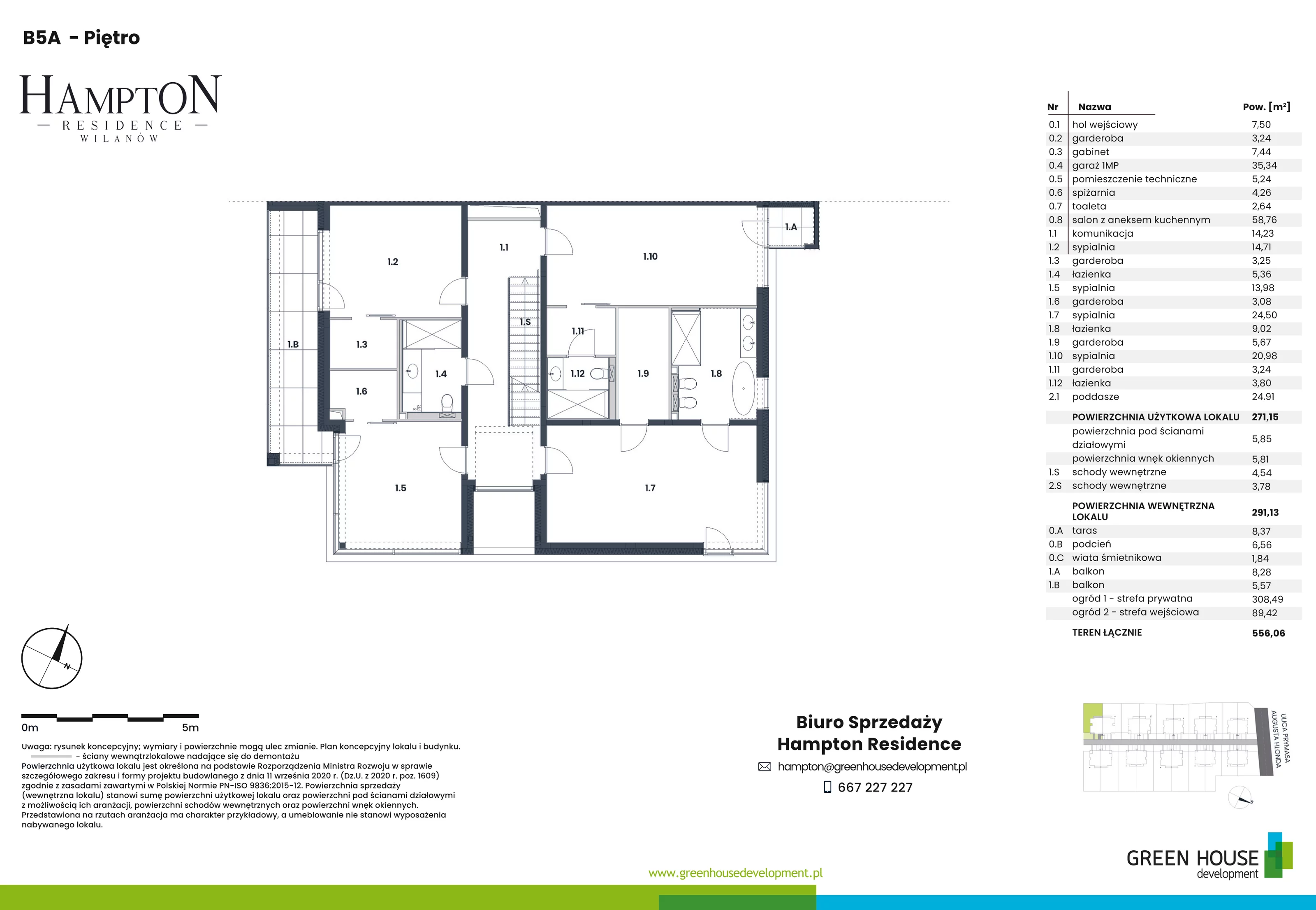 Dom i rezydencja 271,15 m², oferta nr HB5A, Hampton Residence Wilanów, Warszawa, Wilanów, Błonia Wilanowskie, ul. Hlonda