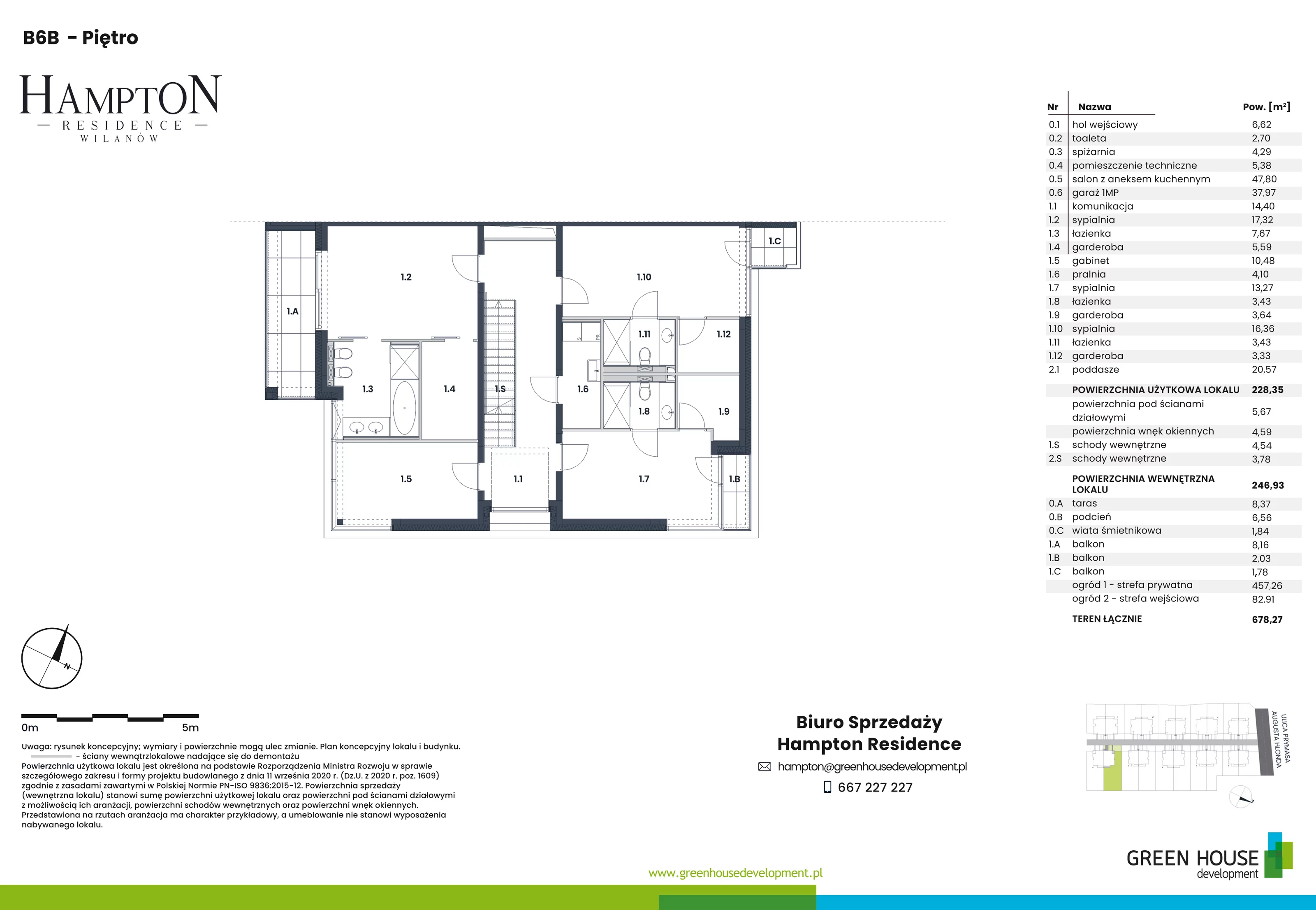 Dom i rezydencja 228,35 m², oferta nr HB6B, Hampton Residence Wilanów, Warszawa, Wilanów, Błonia Wilanowskie, ul. Hlonda