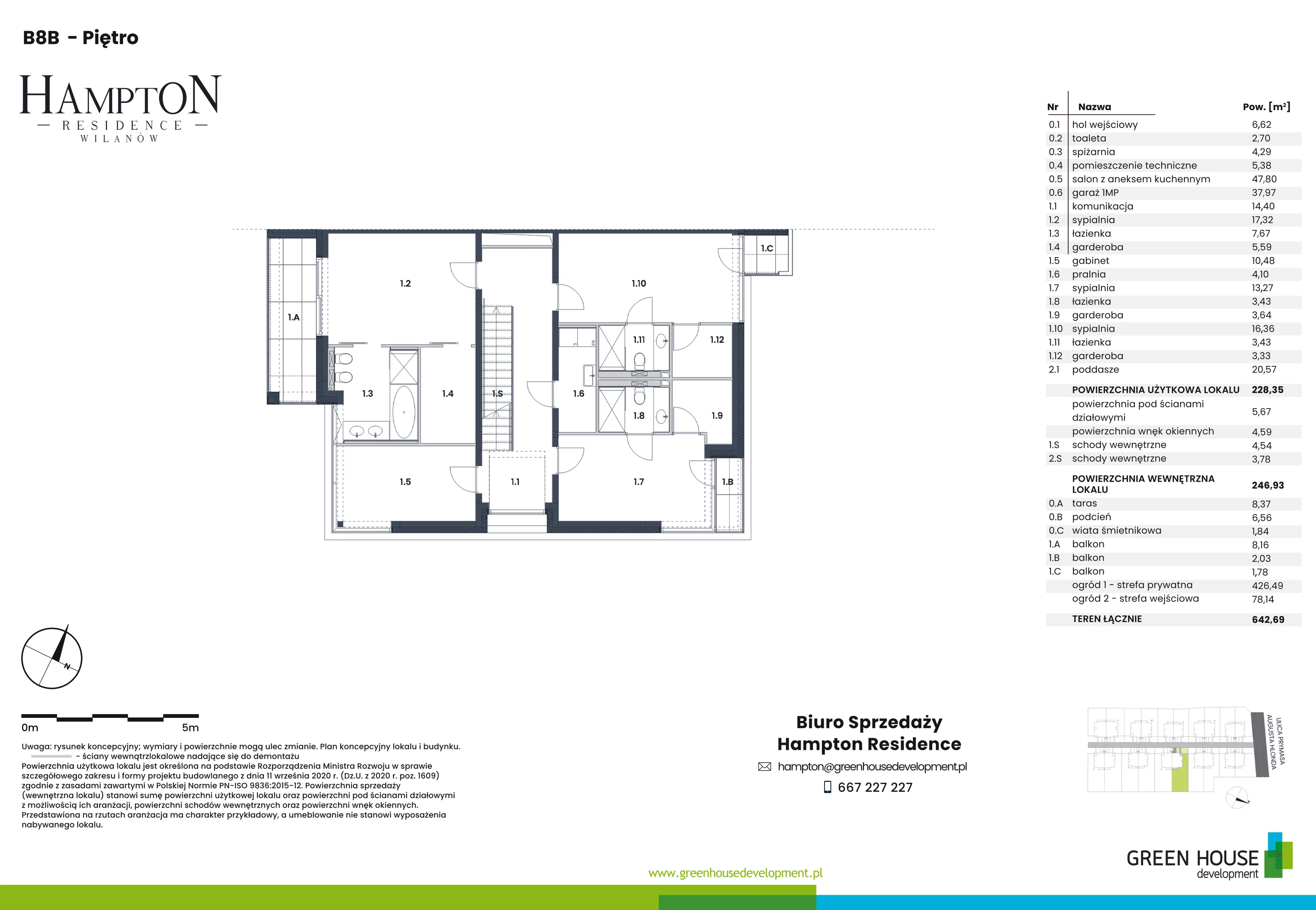 Dom i rezydencja 228,35 m², oferta nr HB8B, Hampton Residence Wilanów, Warszawa, Wilanów, Błonia Wilanowskie, ul. Hlonda