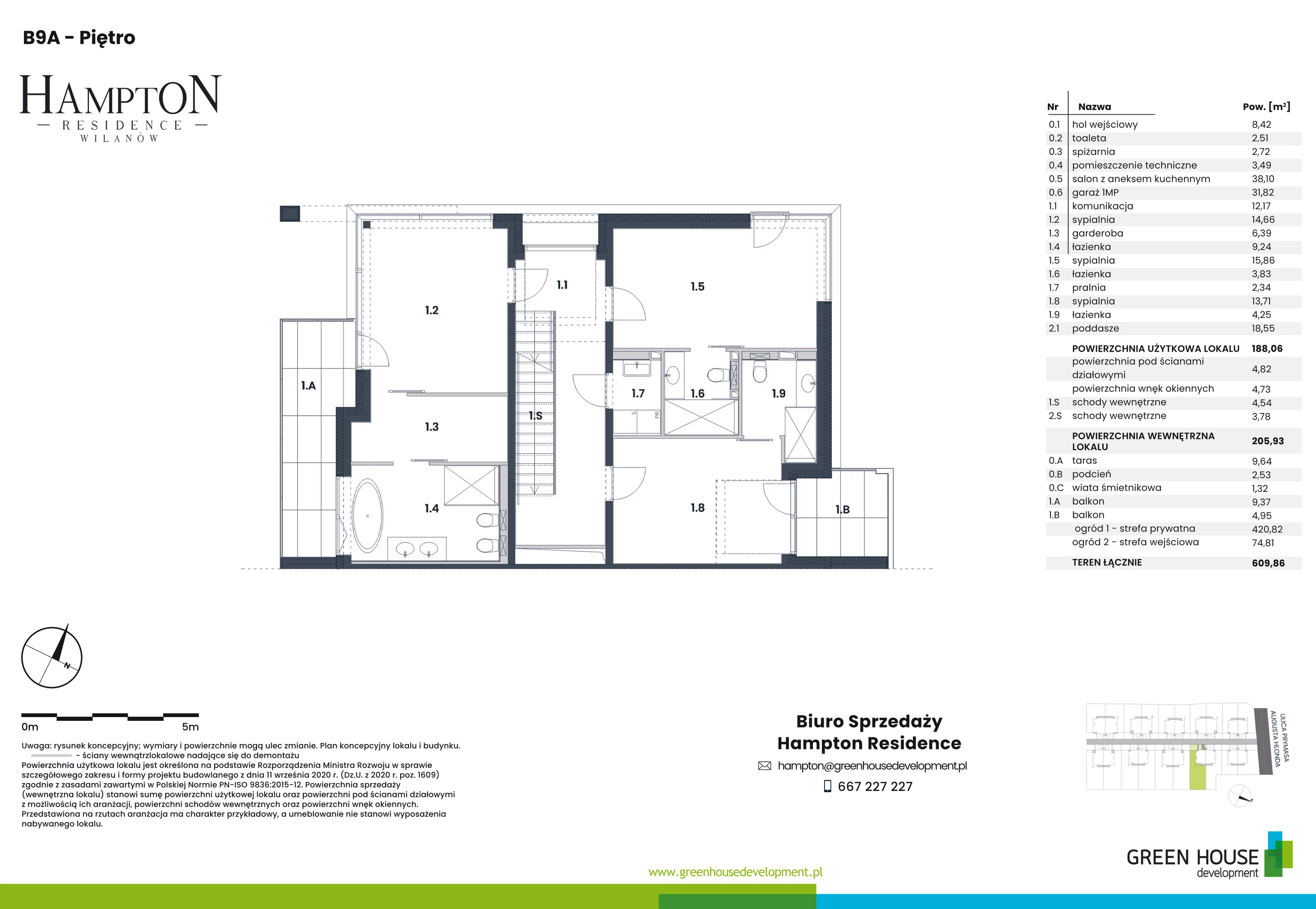 Dom i rezydencja 188,06 m², oferta nr HB9A, Hampton Residence Wilanów, Warszawa, Wilanów, Błonia Wilanowskie, ul. Hlonda