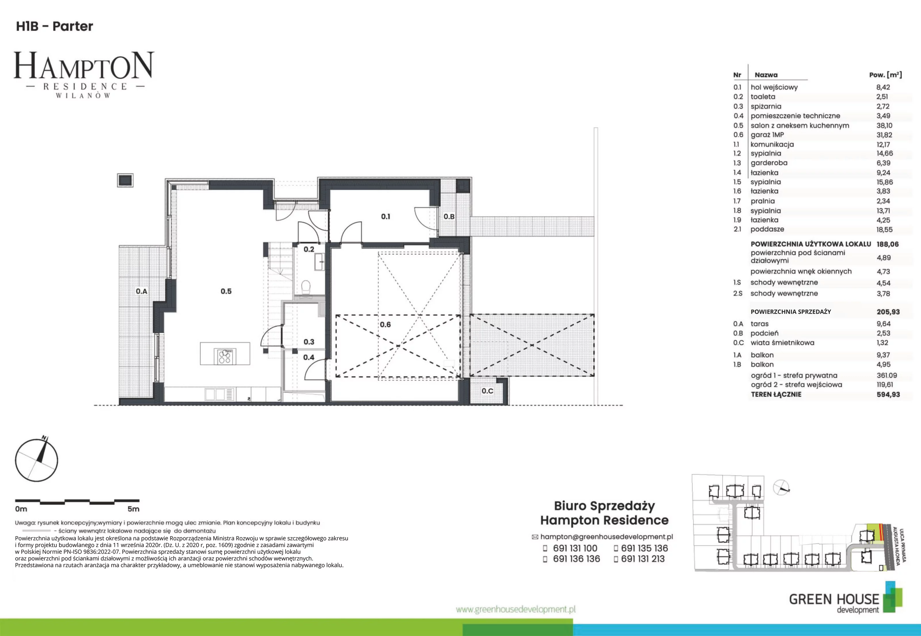 Dom i rezydencja 188,06 m², oferta nr H1B, Hampton Residence Wilanów, Warszawa, Wilanów, Błonia Wilanowskie, ul. Hlonda