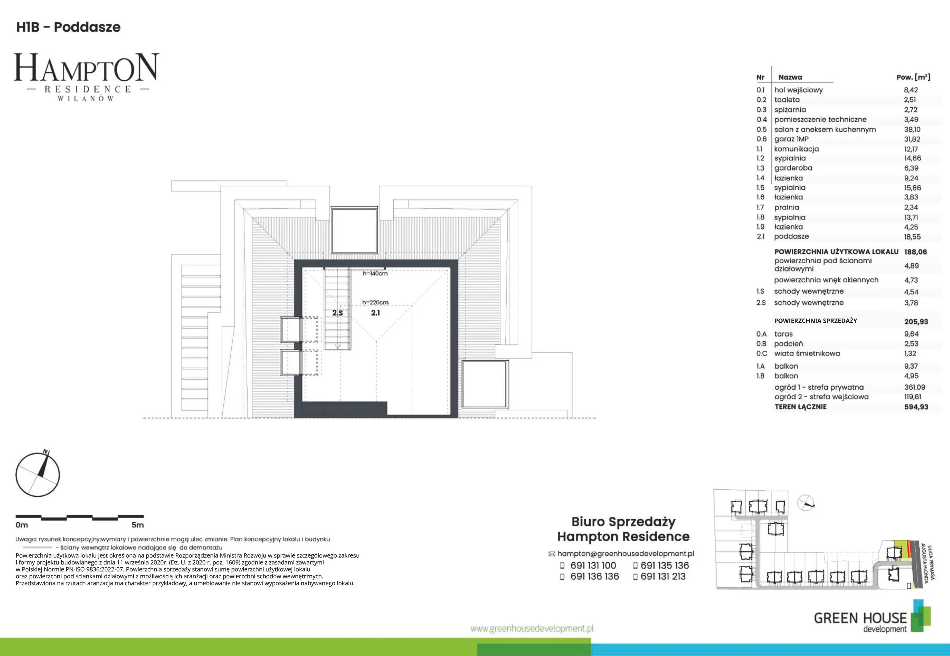 Dom i rezydencja 188,06 m², oferta nr H1B, Hampton Residence Wilanów, Warszawa, Wilanów, Błonia Wilanowskie, ul. Hlonda