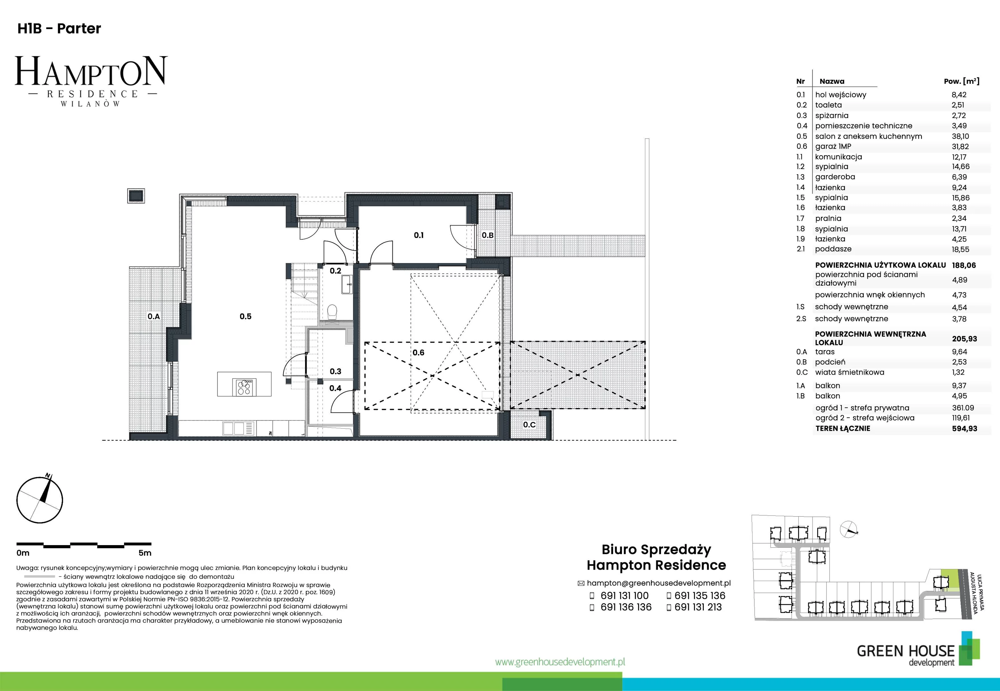 Dom 188,06 m², oferta nr H1B, Hampton Residence Wilanów, Warszawa, Wilanów, Błonia Wilanowskie, ul. Hlonda