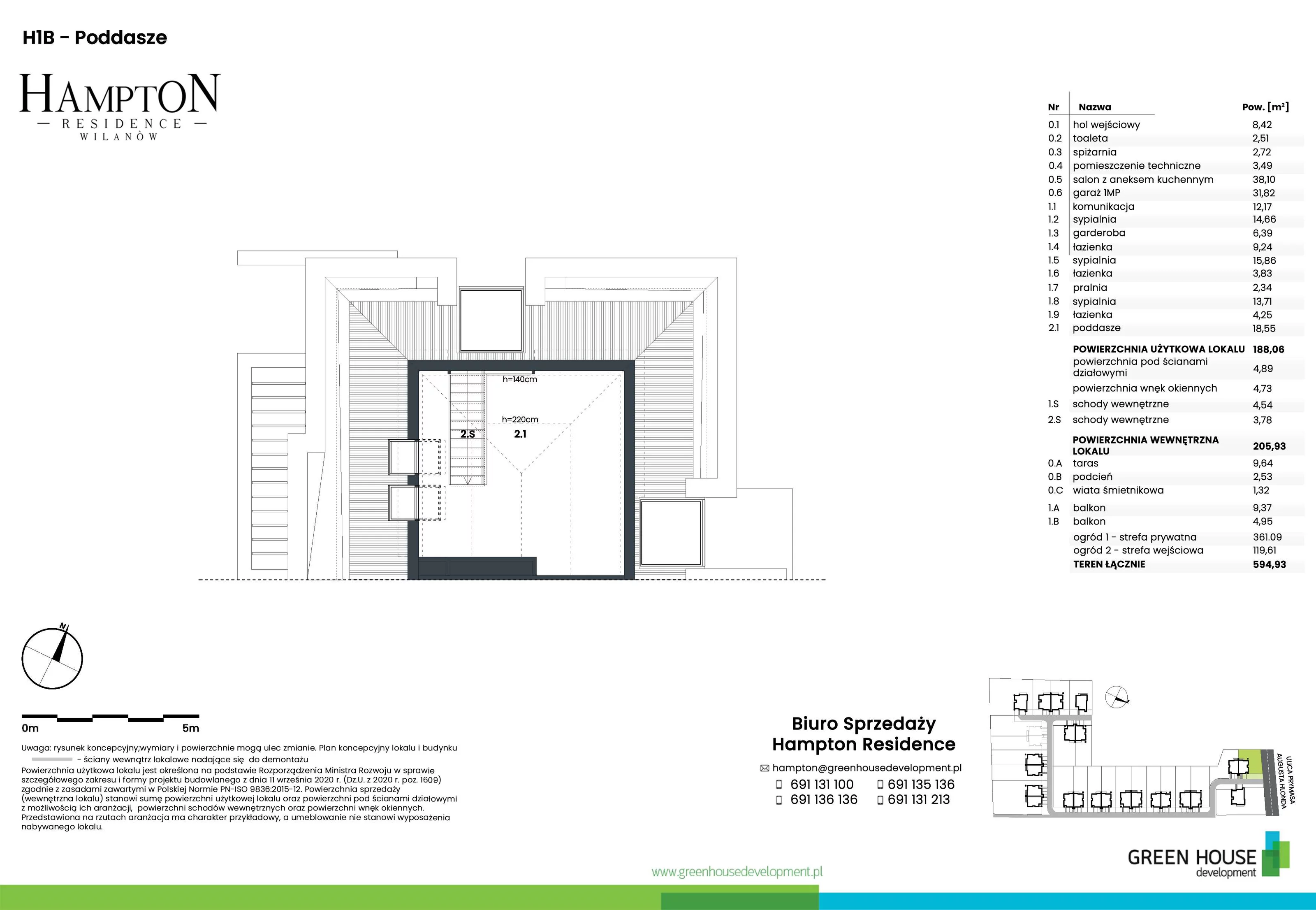 Dom 188,06 m², oferta nr H1B, Hampton Residence Wilanów, Warszawa, Wilanów, Błonia Wilanowskie, ul. Hlonda