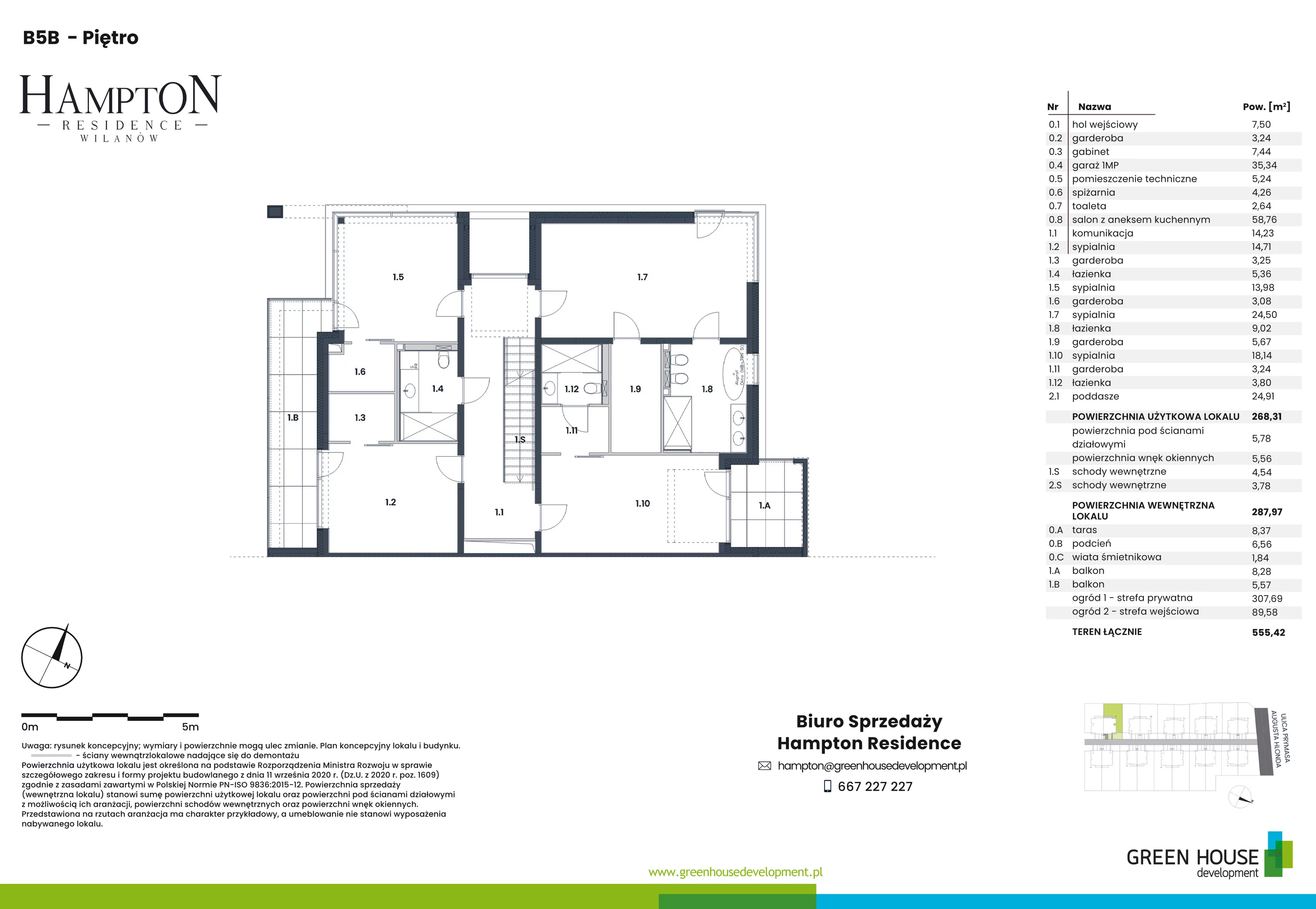 Dom 268,31 m², oferta nr HB5B, Hampton Residence Wilanów, Warszawa, Wilanów, Błonia Wilanowskie, ul. Hlonda