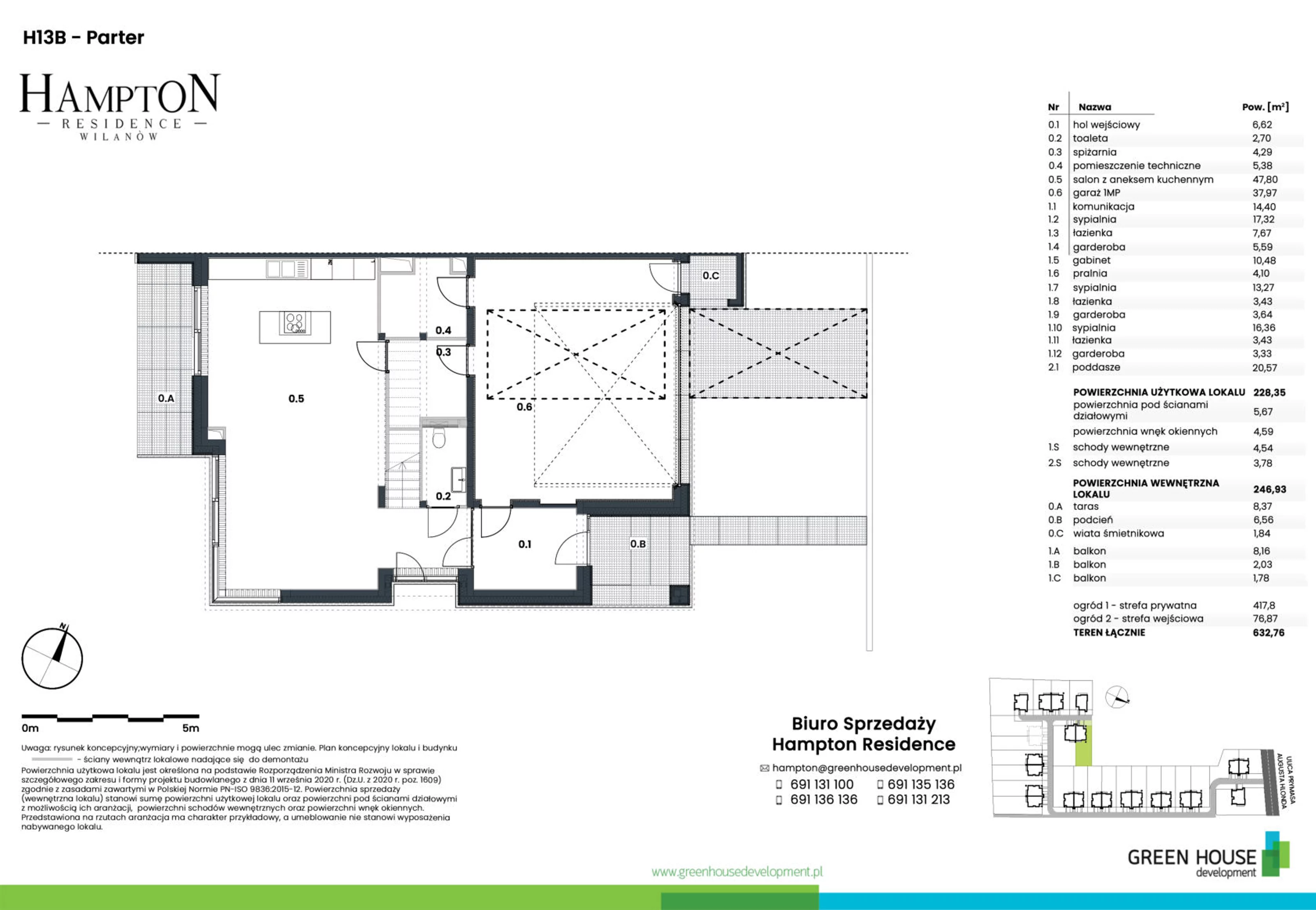 Dom 228,35 m², oferta nr H13B, Hampton Residence Wilanów, Warszawa, Wilanów, Błonia Wilanowskie, ul. Hlonda