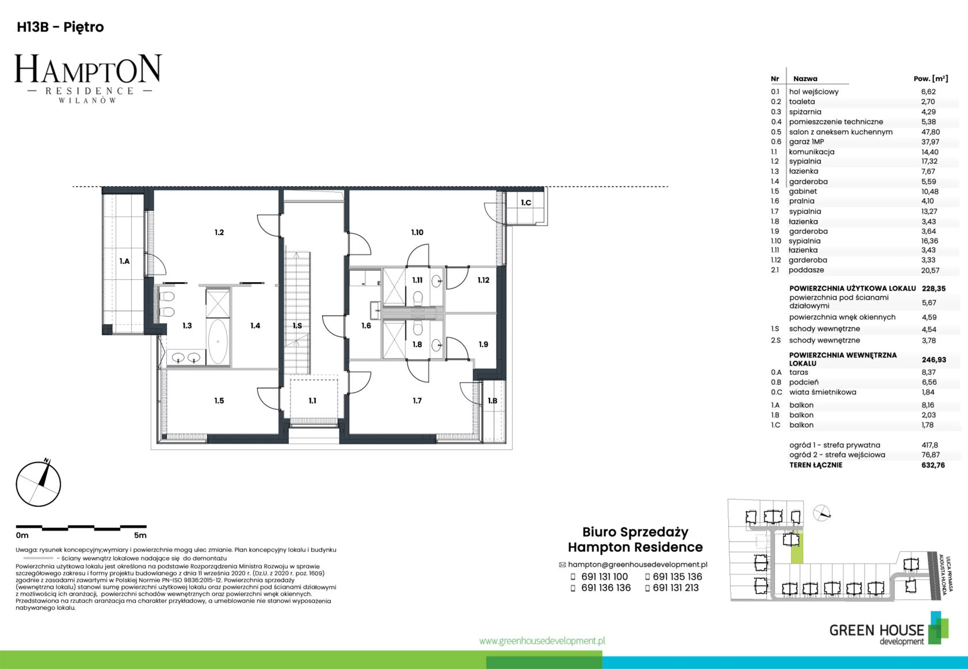 Dom 228,35 m², oferta nr H13B, Hampton Residence Wilanów, Warszawa, Wilanów, Błonia Wilanowskie, ul. Hlonda