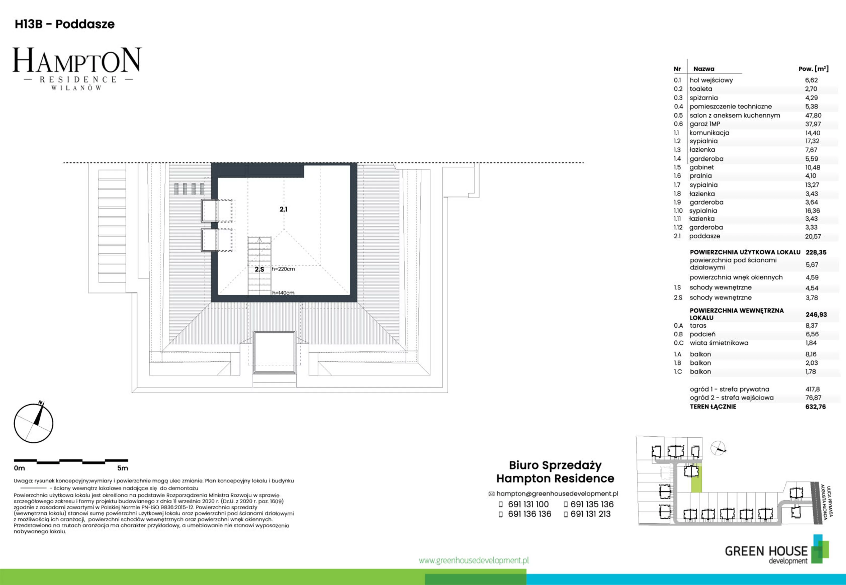 Dom 228,35 m², oferta nr H13B, Hampton Residence Wilanów, Warszawa, Wilanów, Błonia Wilanowskie, ul. Hlonda