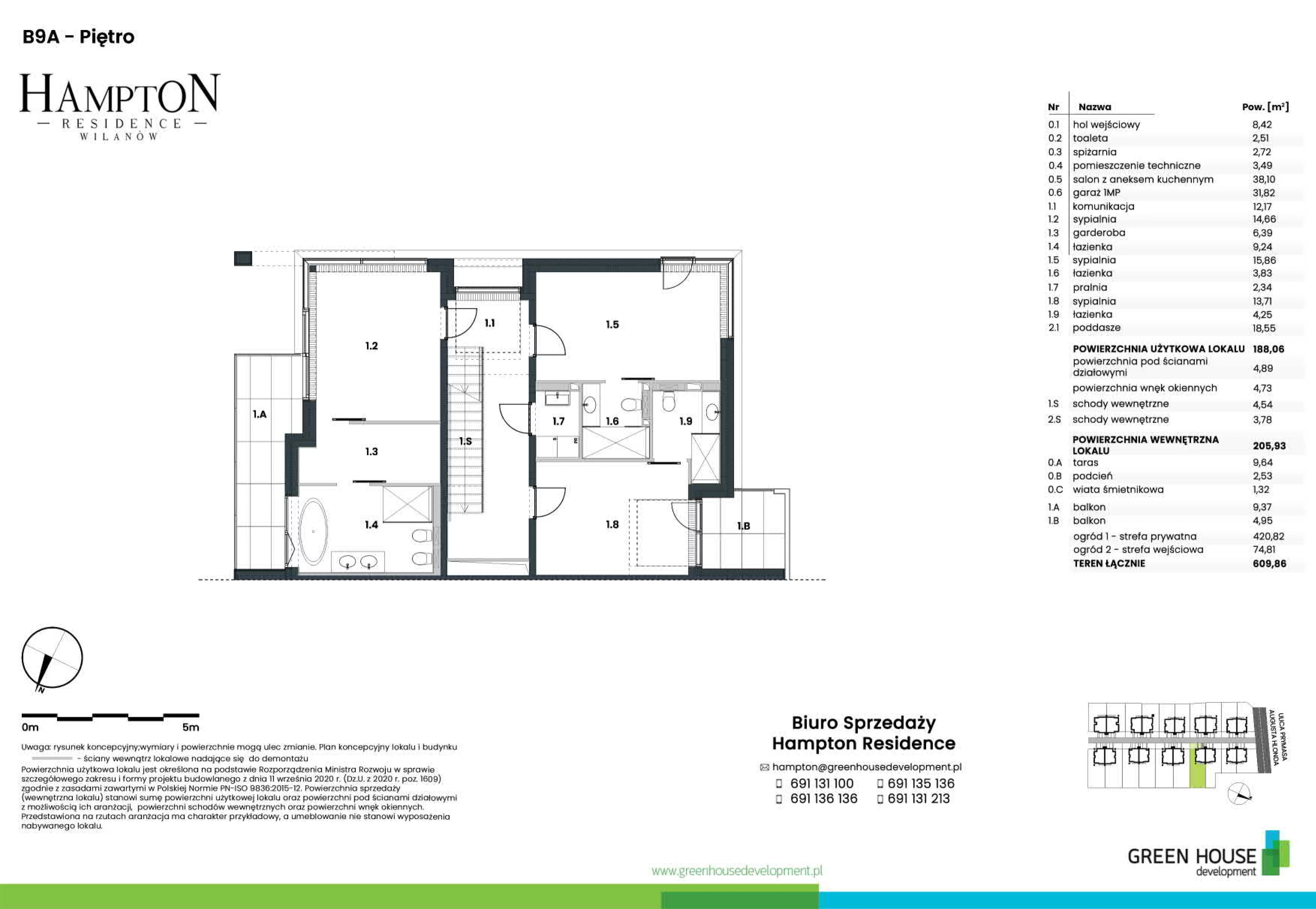 Dom 188,06 m², oferta nr HB9A, Hampton Residence Wilanów, Warszawa, Wilanów, Błonia Wilanowskie, ul. Hlonda