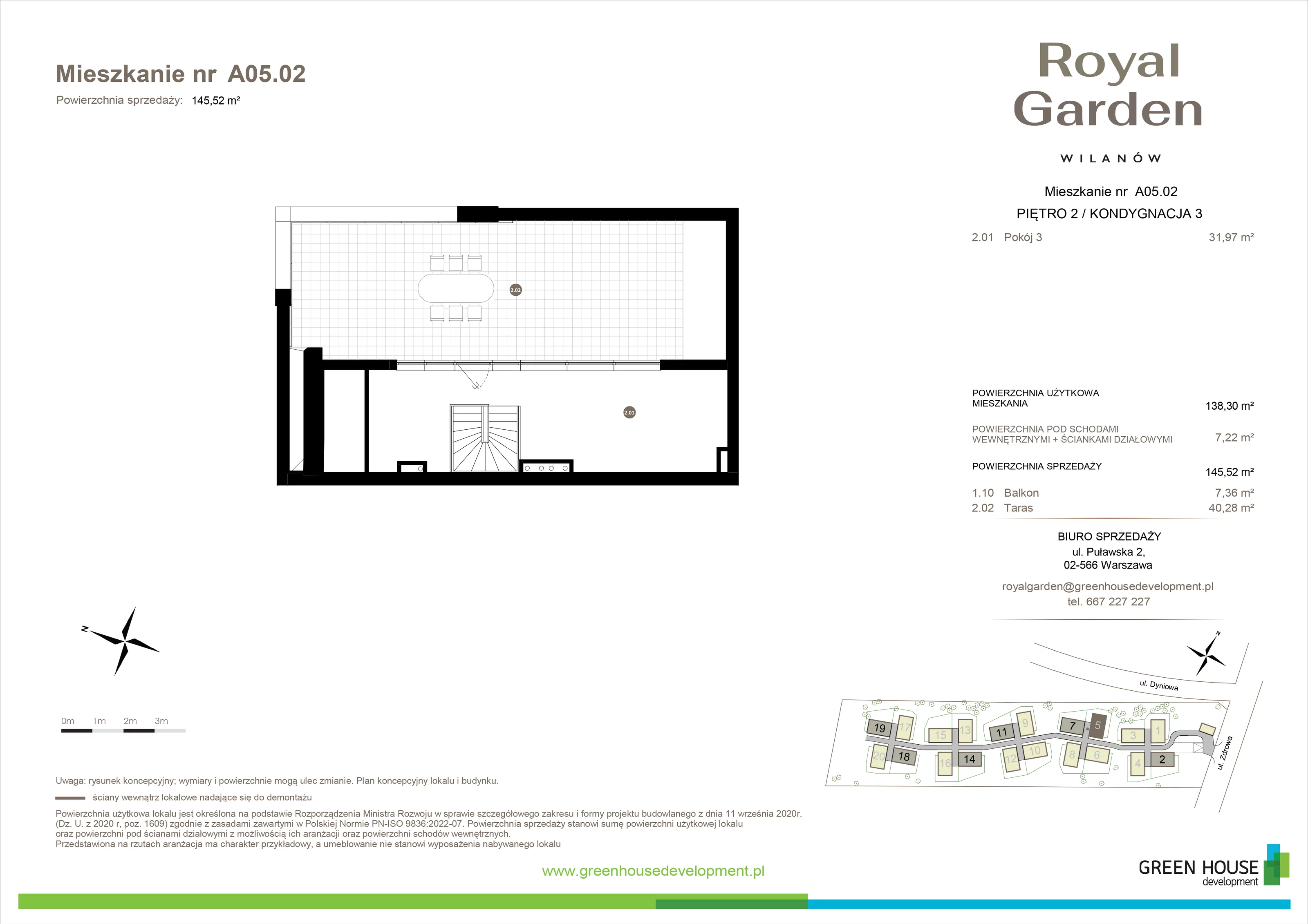 Dom i rezydencja 138,30 m², oferta nr A05.02, Royal Garden Wilanów, apartamenty w zabudowie jednorodzinnej, Warszawa, Wilanów, Błonia Wilanowskie, ul. Zdrowa